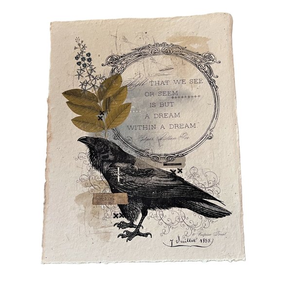 NWOT "All That We See or Seem is but a Dream Within a Dream" Poe Handmade Print